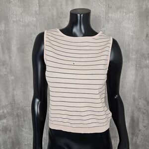 St. John Womens P XS‎ Pink Black Striped Knit Tank Top Sleeveless USA AS IS